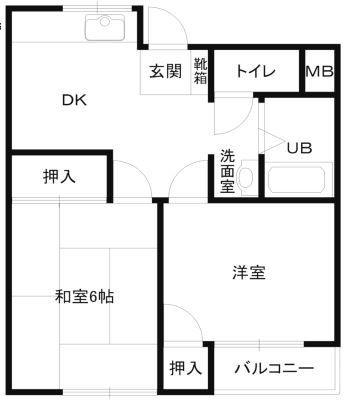 B.ビレッジ(2DK/4階)の間取り写真