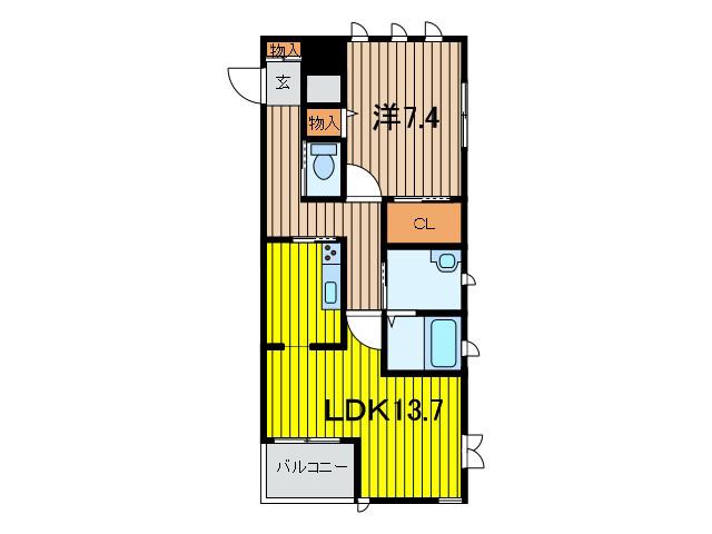 BLANNOIR(1LDK/3階)の間取り写真