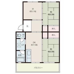 山根台第2D棟(3DK/5階)の間取り写真