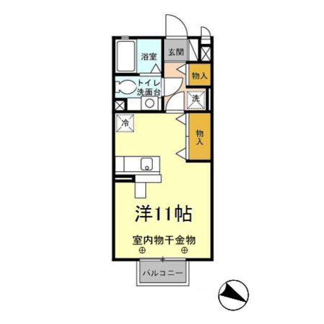 エトワール(ワンルーム/2階)の間取り写真