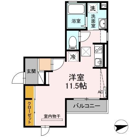 オッツエムII(ワンルーム/1階)の間取り写真