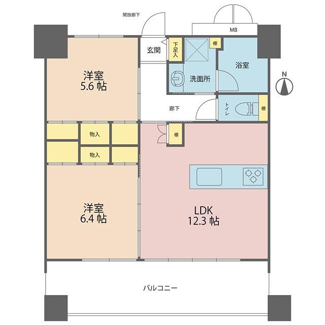 スティング(2LDK/6階)の間取り写真