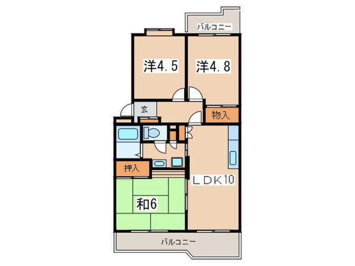 ベルセゾン湘南(3LDK/3階)の間取り写真