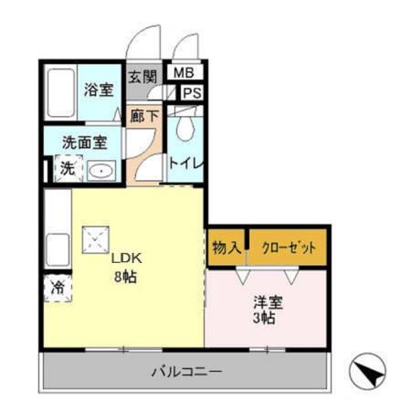 グラシューズ(1LDK/3階)の間取り写真
