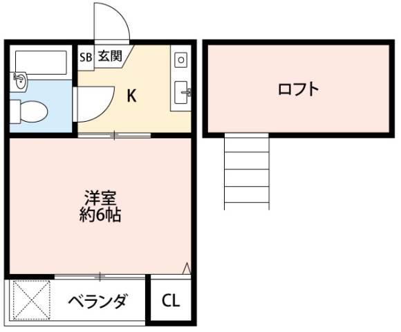 REA二俣川(1K/2階)の間取り写真