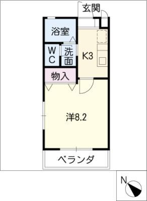 グリーンヒル若松A棟(1K/3階)の間取り写真