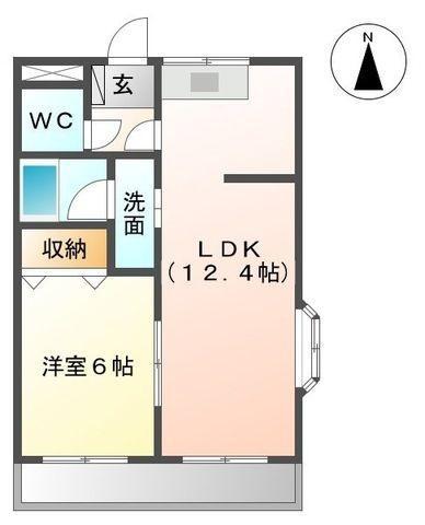 プロニティ小森野Ⅱ(1LDK/2階)の間取り写真