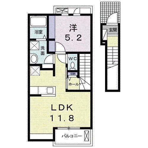 レジデンス鳥生4(1LDK/2階)の間取り写真