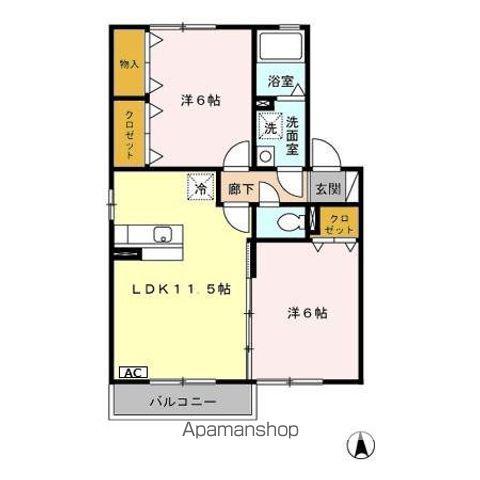 セゾングランモア(2LDK/2階)の間取り写真