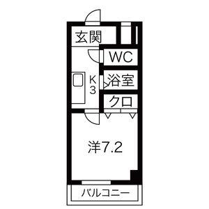 ジュネス庄内緑地(1K/2階)の間取り写真