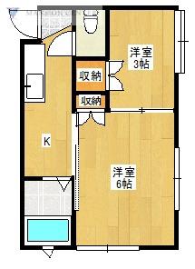 ウイング中木戸I(2K/2階)の間取り写真