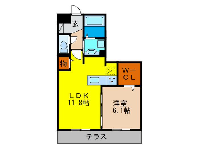 ガーデンパレス箕面 A(1LDK/1階)の間取り写真