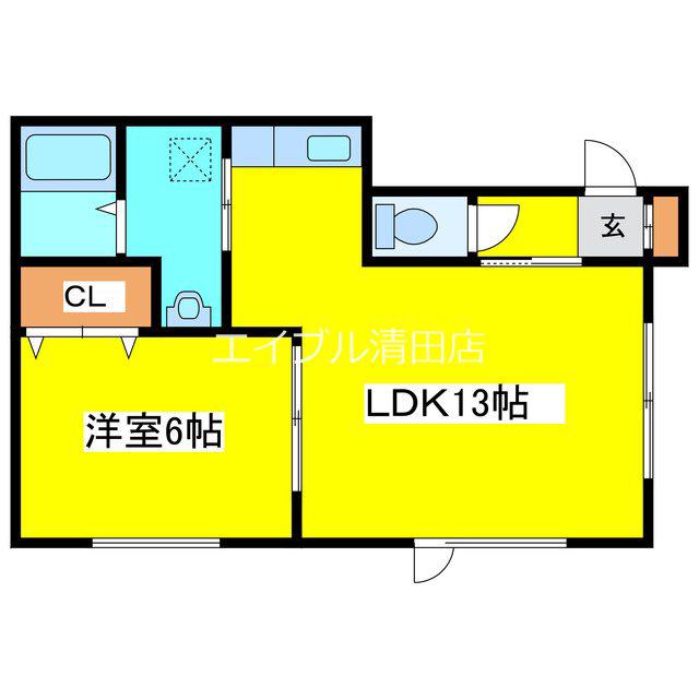 バーチヒル(1LDK/2階)の間取り写真