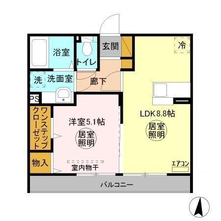 カンチーナ(1LDK/3階)の間取り写真