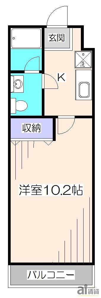 グリーンハイツ花小金井(1K/2階)の間取り写真