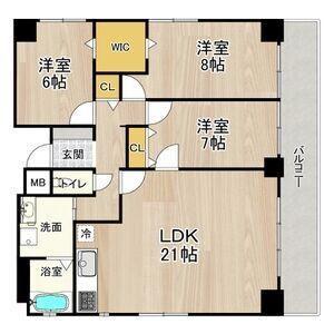 CITY SPIRE難波ウエストⅡ(3LDK/6階)の間取り写真