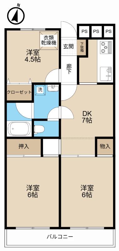 ハイマート堀崎(3DK/1階)の間取り写真