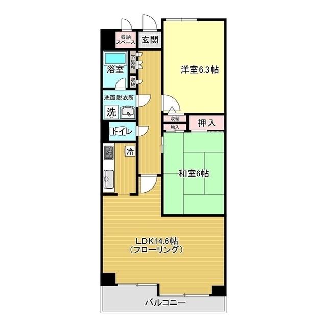 オーキットコート(2LDK/3階)の間取り写真