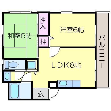 ツイン77(2LDK/2階)の間取り写真