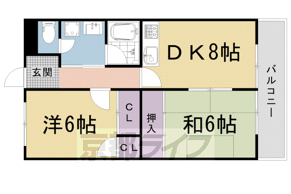 ルシエール川豊(2LDK/2階)の間取り写真