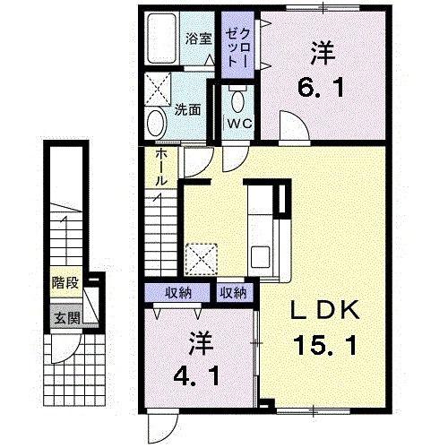 クリシアI(2LDK/2階)の間取り写真