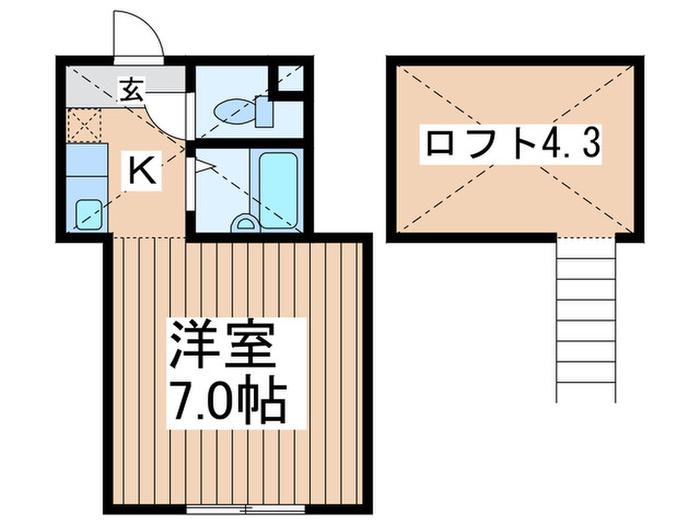 WELINA中央林間(1K/1階)の間取り写真