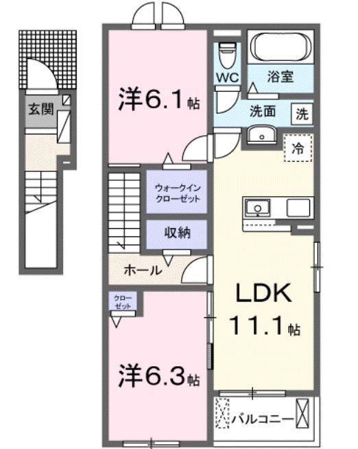 R.N.P レジデンスW II(2LDK/2階)の間取り写真