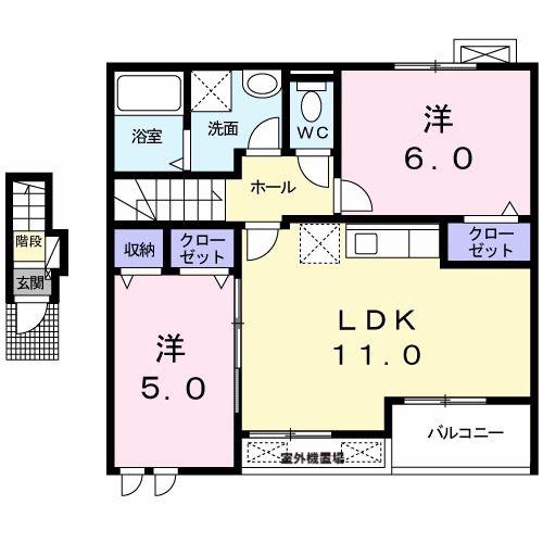 エレナメゾンB(2LDK/2階)の間取り写真