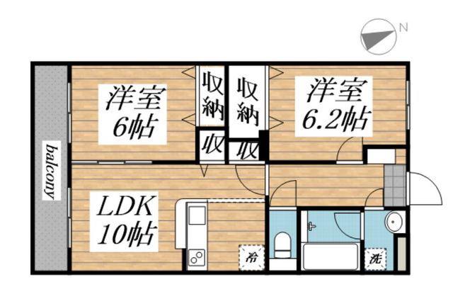 ガーデンヒルズ平泉東(2LDK/4階)の間取り写真