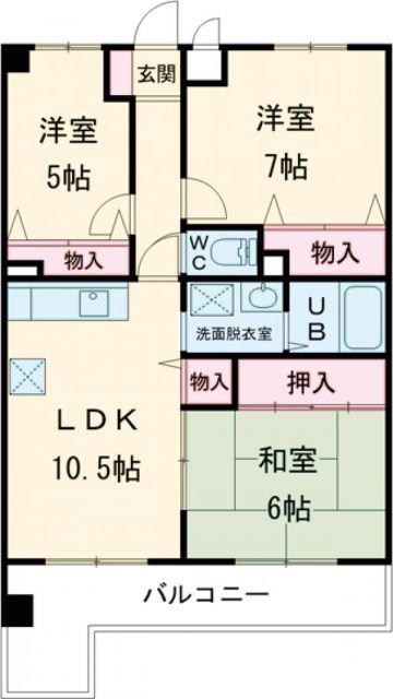ロジュマン泉佐野(3LDK/4階)の間取り写真