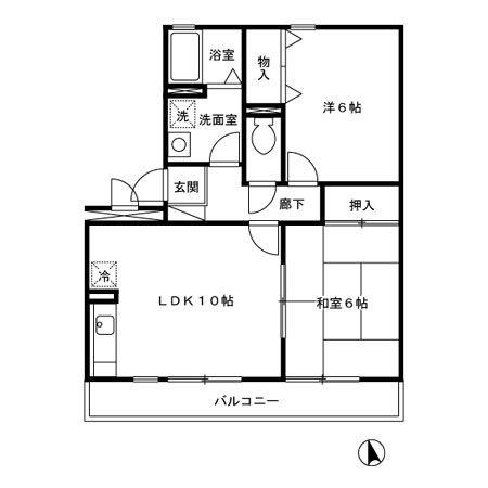 グローリー中村(2LDK/2階)の間取り写真