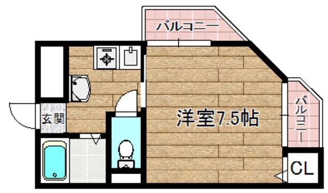 サンフォレスト(1K/2階)の間取り写真