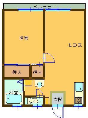 ボナール深谷(1LDK/2階)の間取り写真