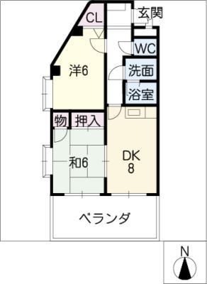 エスポワール ヴァン(2DK/3階)の間取り写真
