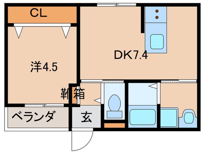 グランメール芦屋南宮町(1DK/2階)の間取り写真