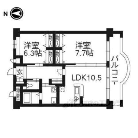 クイーンズコート久津川(2LDK/1階)の間取り写真