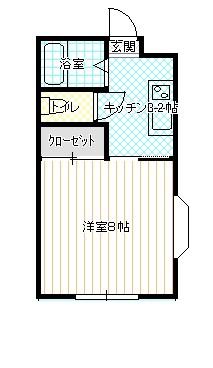 パープルタウン(1K/1階)の間取り写真