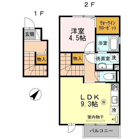 プリマベーラ(1LDK/2階)の間取り写真