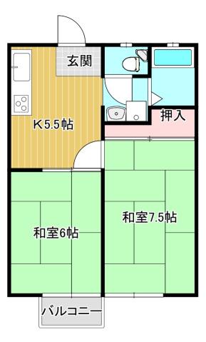 せとハイツ(2K/2階)の間取り写真