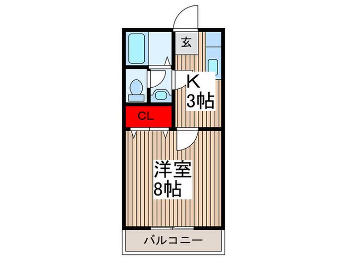 浦和ガーデンハウスⅡ(1K/2階)の間取り写真
