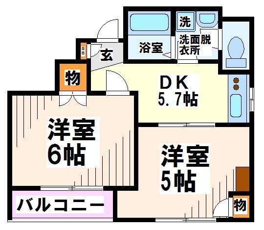 ローゼンハイム(2K/4階)の間取り写真
