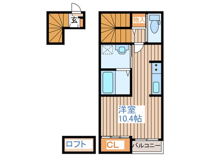 フェルトHANDEN(ワンルーム/2階)の間取り写真