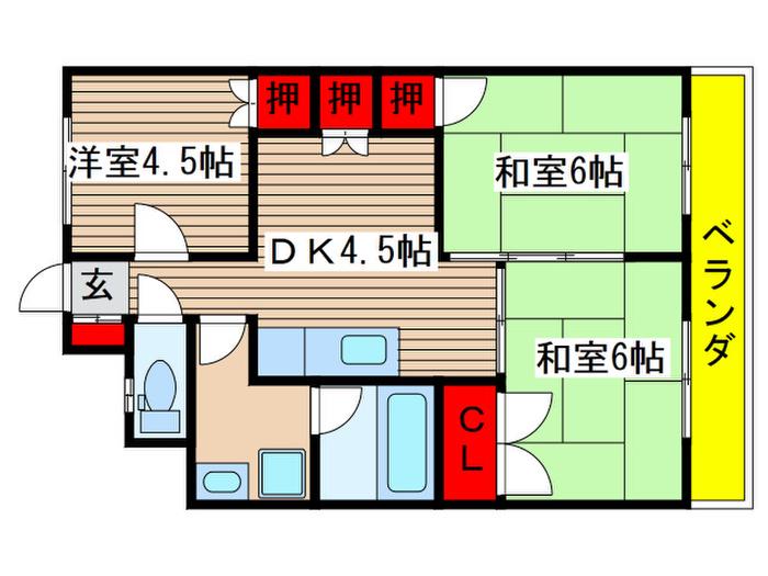 サンレジデンス(3DK/2階)の間取り写真
