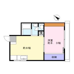 田園武蔵マンション(1DK/2階)の間取り写真