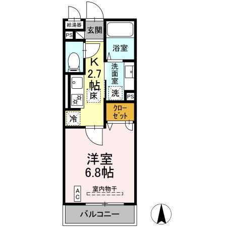 サンビレッジ中央(1K/1階)の間取り写真