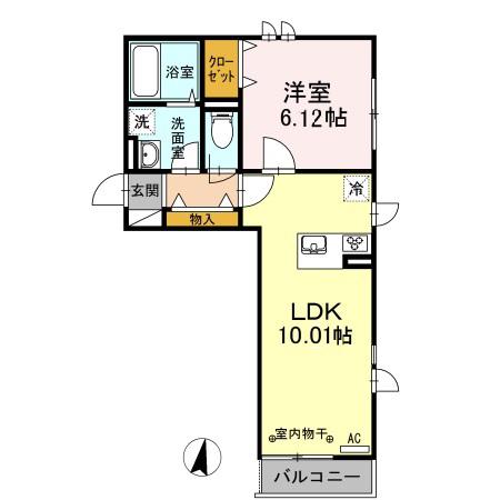 グランドール天神II(1LDK/3階)の間取り写真
