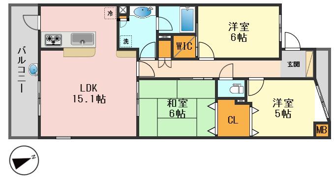 シーズガーデン一之江(3LDK/4階)の間取り写真