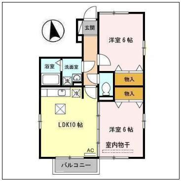 ブランシェコート C(2LDK/1階)の間取り写真