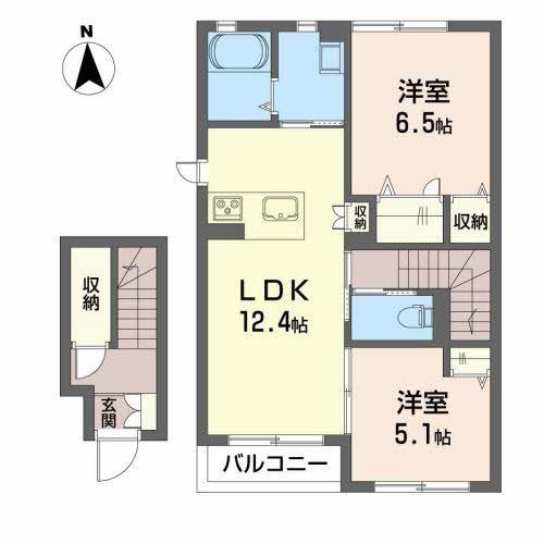 ルーチェ北中央(2LDK/2階)の間取り写真