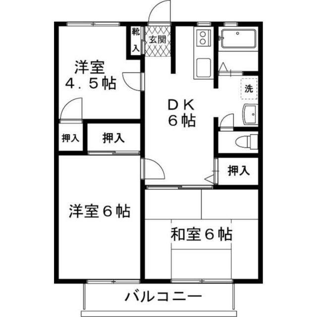ハイコーポB(3DK/1階)の間取り写真